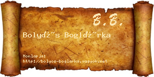 Bolyós Boglárka névjegykártya